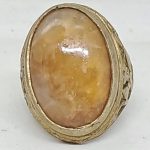 old pertified lucky fortune trading stone natural energy amulet in ring – m0023