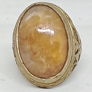 old pertified lucky fortune trading stone natural energy amulet in ring – m0023